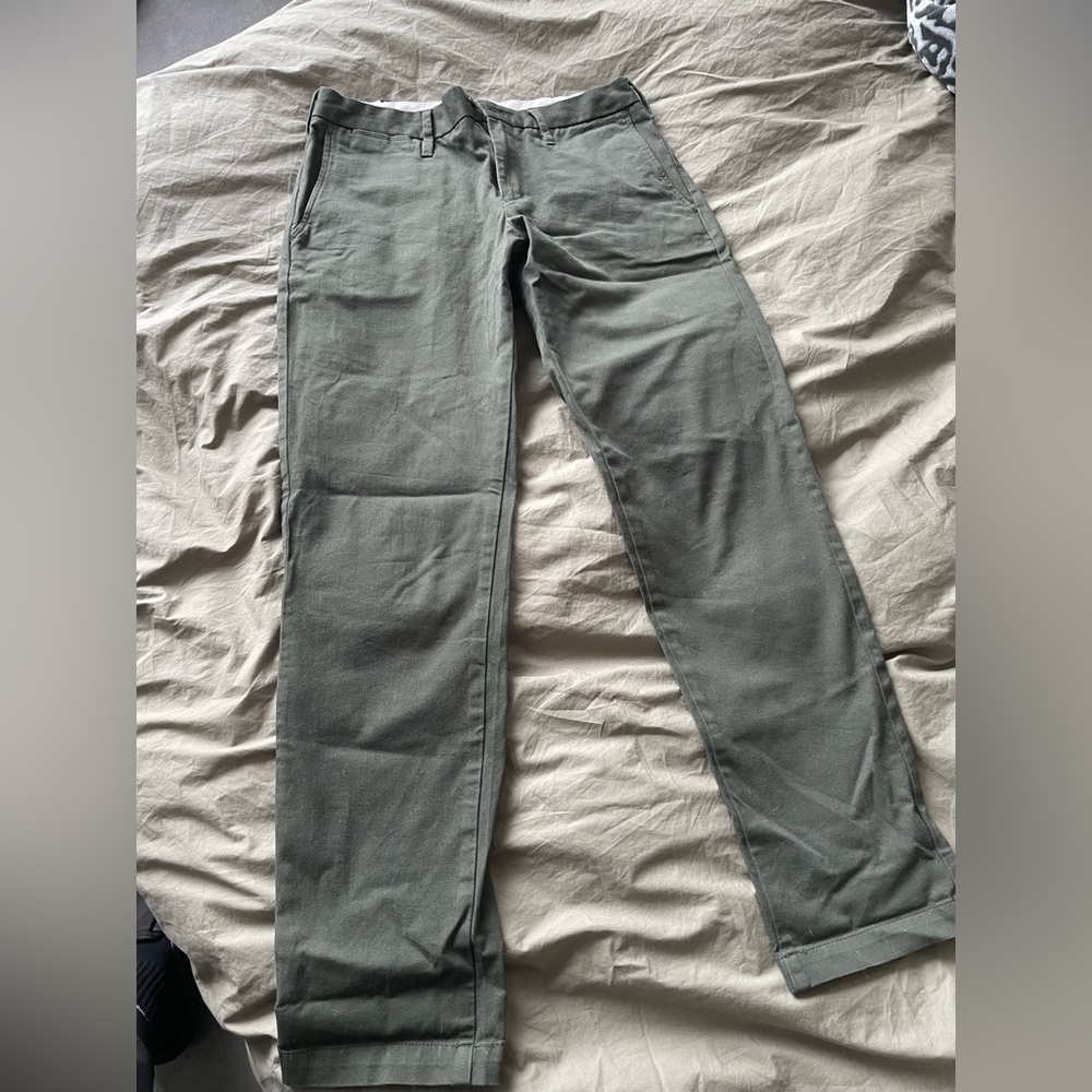 Grey/green slim-fit chino trousers
